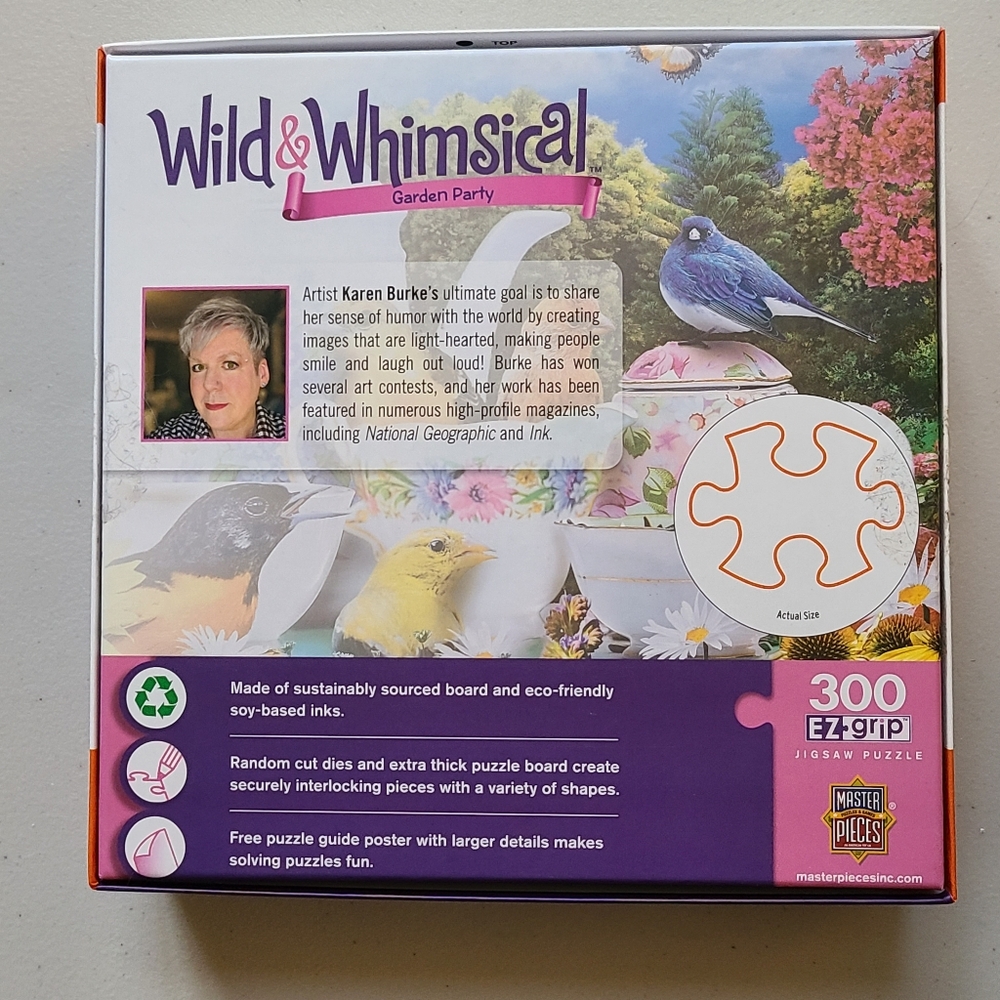 Wild & Whimsical Garden Party Birds Butterflies Tea Coffee Floral Puzzle  Poster - Picture 4 of 4